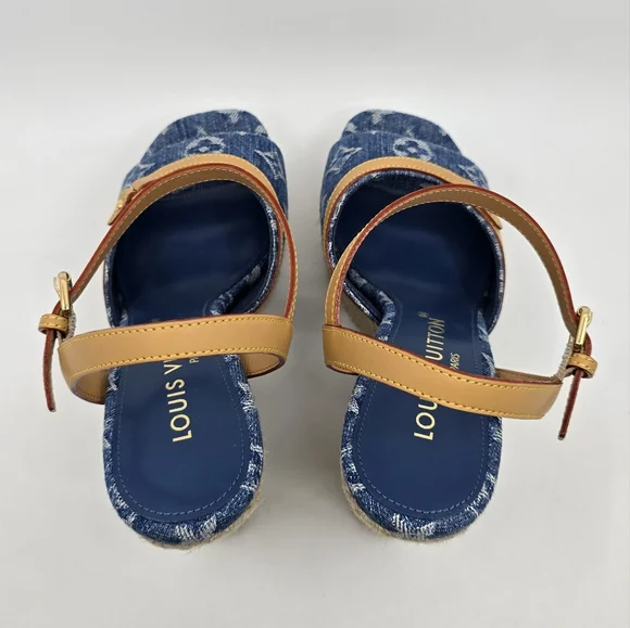 Louis Vuitton Monogram Denim Wedges - Picture 5 of 11